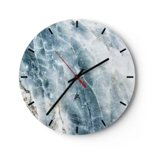 Orologio da parete - Orologio in Vetro - Texture marmorea nei toni del blu e del grigio con delicati accenti dorati - 30x30cm - Mondo di ghiaccio - Decorazione murale moderna per soggiorno, cucina e camera da letto ARTTOR