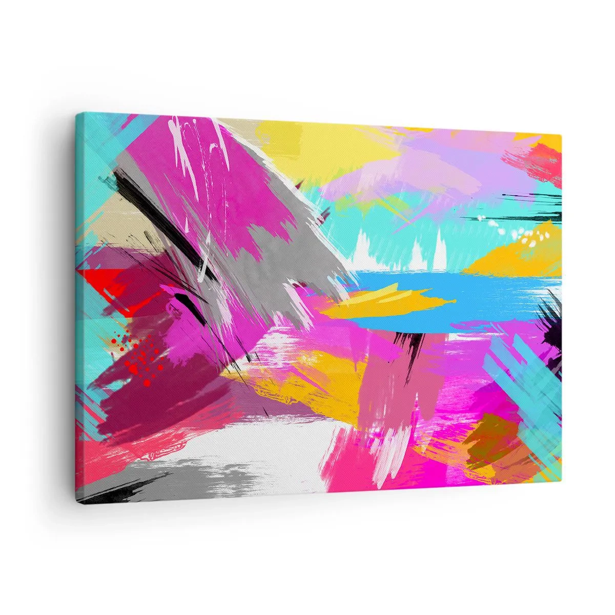 Quadro su tela - Stampe su Tela - Astrazione dinamica in colori intensi - 70x50cm - Pennellata dopo pennellata - Decorazione murale moderna per soggiorno e camera da letto ARTTOR
