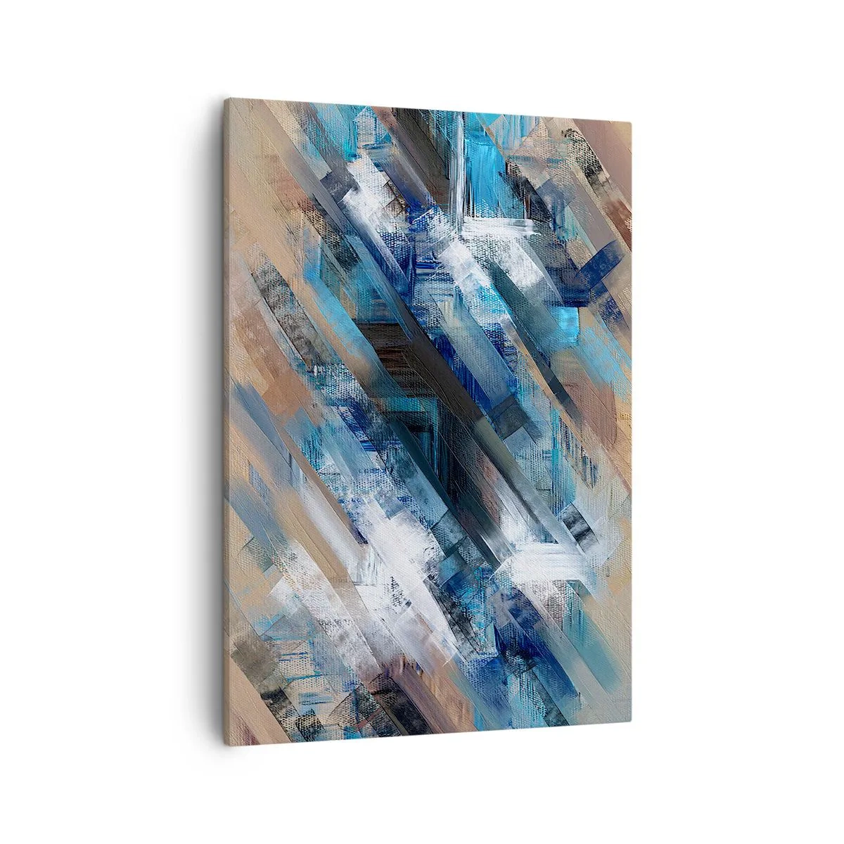 Quadro su tela - Stampe su Tela - Composizione astratta con linee diagonali blu - 50x70cm - Sulla diagonale blu - Decorazione murale moderna per soggiorno e camera da letto ARTTOR