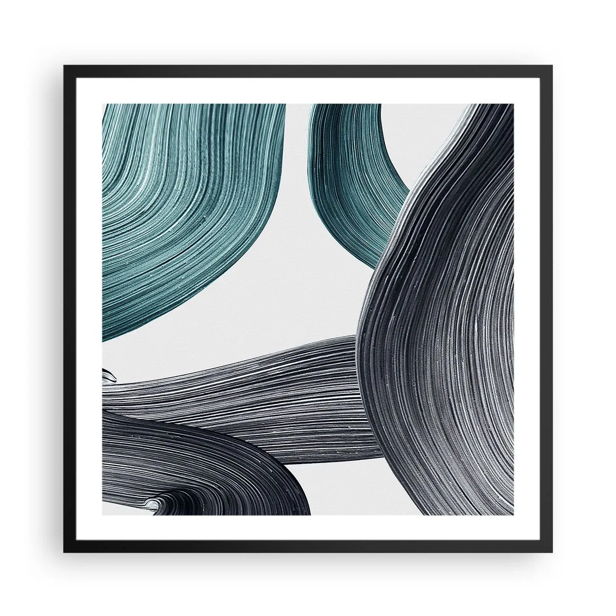 Poster in cornice nera - Tracce smeraldo e nero - 60x60 cm