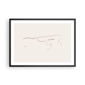 Poster in cornice nera - Un disegno lineare e sottile di una silhouette su uno sfondo chiaro - 70x50cm - La forma del desiderio - Decorazione murale moderna per soggiorno e camera da letto ARTTOR