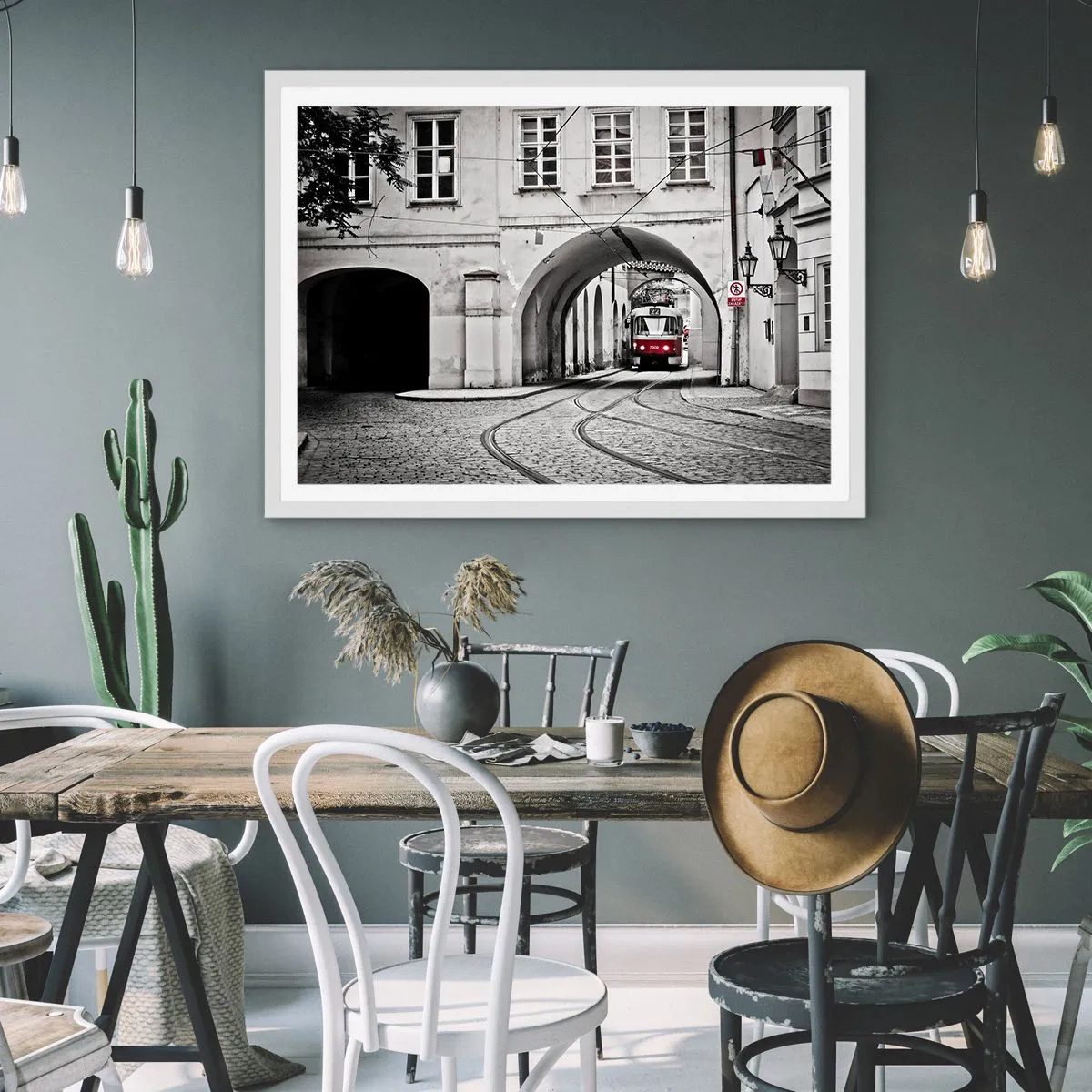 Poster in cornice bianca - Attraverso il labirinto cittadino - 91x61 cm