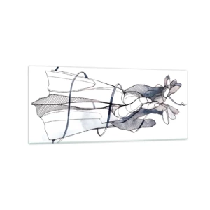 Quadro su vetro - Un disegno sottile di una mano con un fiore delicato - 120x50cm - Studio del tocco - Decorazione murale moderna per soggiorno e camera da letto ARTTOR