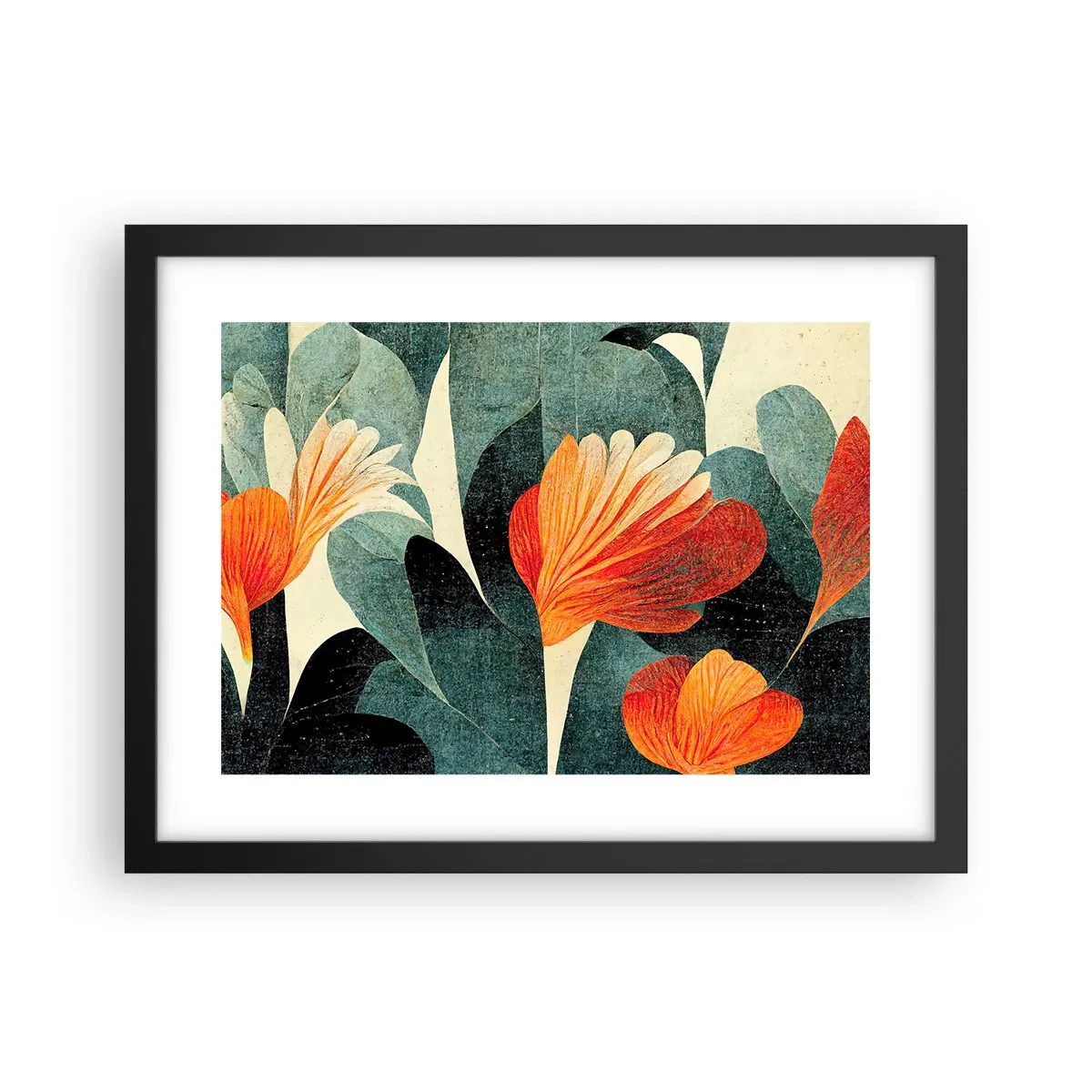 Poster in cornice nera - Caldo dei tropici e fresco del verde - 40x30 cm