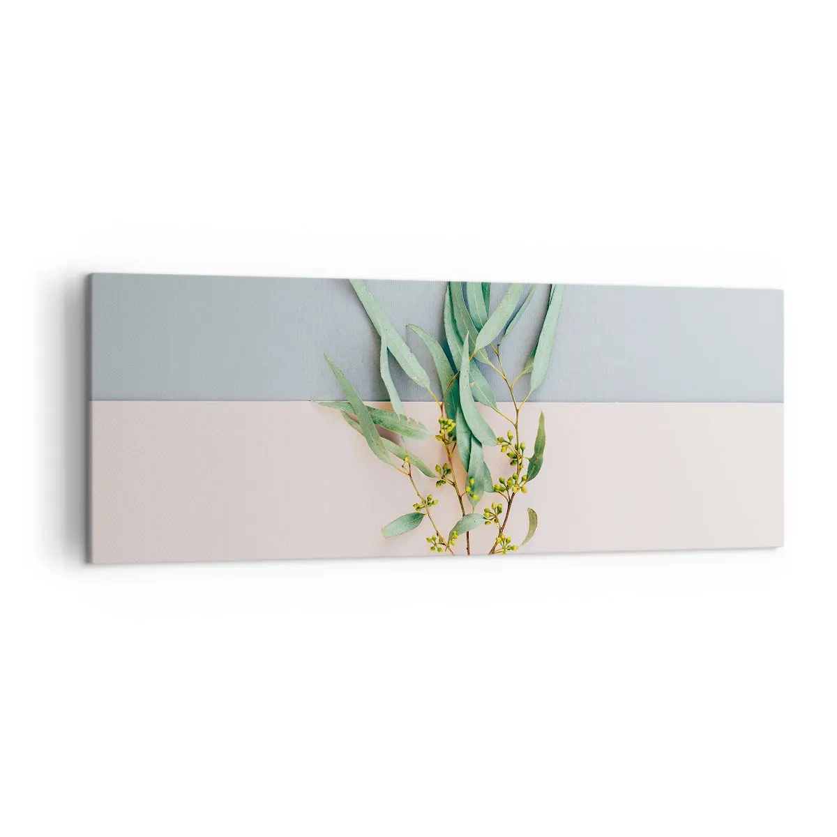 Quadro su tela - Stampe su Tela - Un ramo con foglie su uno sfondo di tonalità pastello - 140x50cm - Delicatezza pastello - Decorazione murale moderna per soggiorno e camera da letto ARTTOR