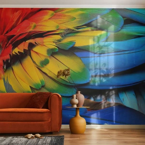 Fotomurali Premium Canvas - L'uccello del paradiso - Piume colorate, Piume di pappagallo, Animali - 100x70 cm
