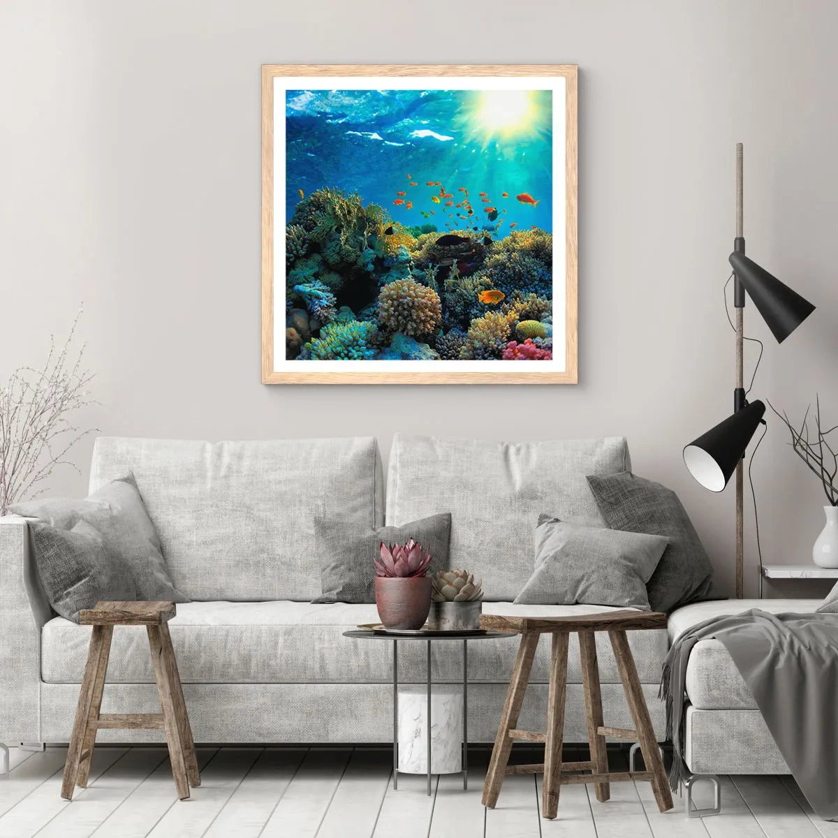 Poster in cornice rovere chiaro - Tesori sotto al mare - 40x40 cm