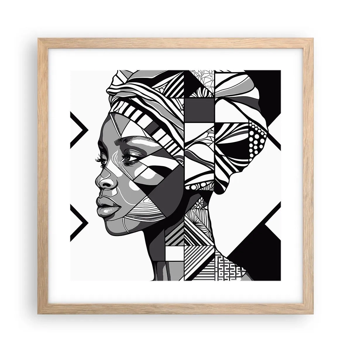 Poster in cornice rovere chiaro - Ritratto etnico - 40x40 cm