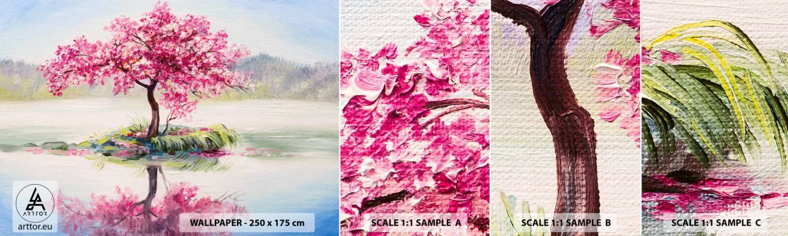 Campione di Fotomurale Adesivo Deluxe Sticker - La festa della primavera - Pezzo, Albero, Paesaggio - 100x30 cm