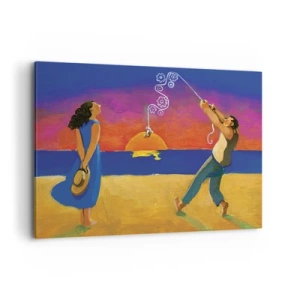 Quadro su tela - Stampe su Tela - Figure in riva al mare al tramonto - 120x80cm - Più delle stelle del cielo - Decorazione murale moderna per soggiorno e camera da letto ARTTOR
