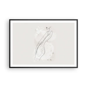 Poster in cornice nera - Uno schizzo di silhouette sottile in stile minimalista - 100x70cm - Errando con lo sguardo - Decorazione murale moderna per soggiorno e camera da letto ARTTOR