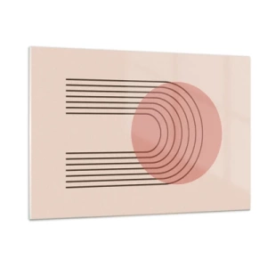 Quadro su vetro - Grafica geometrica minimalista nei toni del beige - 120x80cm - Attrazione irresistibile - Decorazione murale moderna per soggiorno e camera da letto ARTTOR