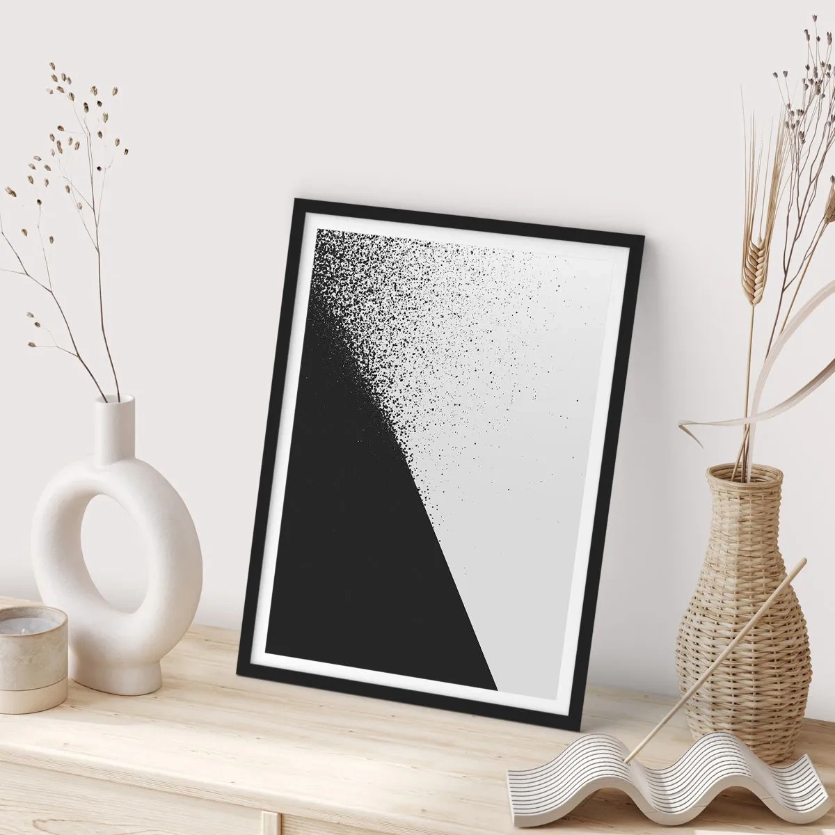 Poster in cornice nera - Motivo astratto in bianco e nero - 50x70cm - Più veloce, sempre di più - Decorazione murale moderna per soggiorno e camera da letto ARTTOR