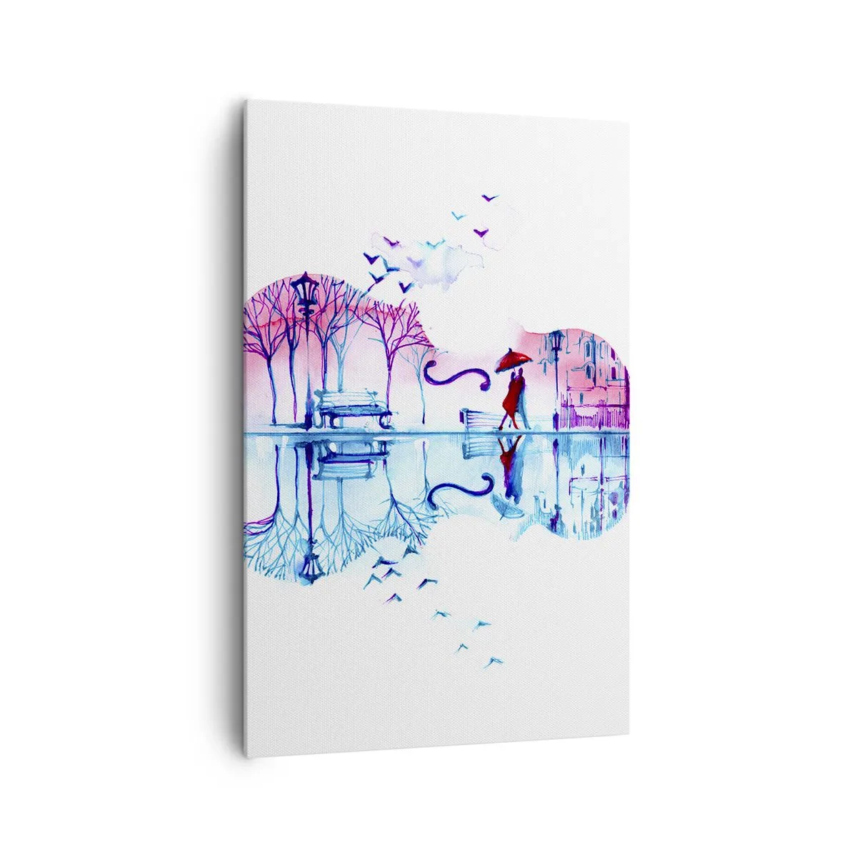 Quadro su tela - Stampe su Tela - Silhouette di città a forma di violino nei colori dell'acquerello - 80x120cm - Vi porto un cantico di pioggia - Decorazione murale moderna per soggiorno e camera da letto ARTTOR