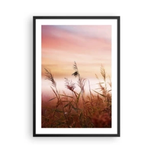 Poster in cornice nera - Erbe contro un cielo colorato al tramonto - 50x70cm - Aquiloni, denti di leone, vento - Decorazione murale moderna per soggiorno e camera da letto ARTTOR