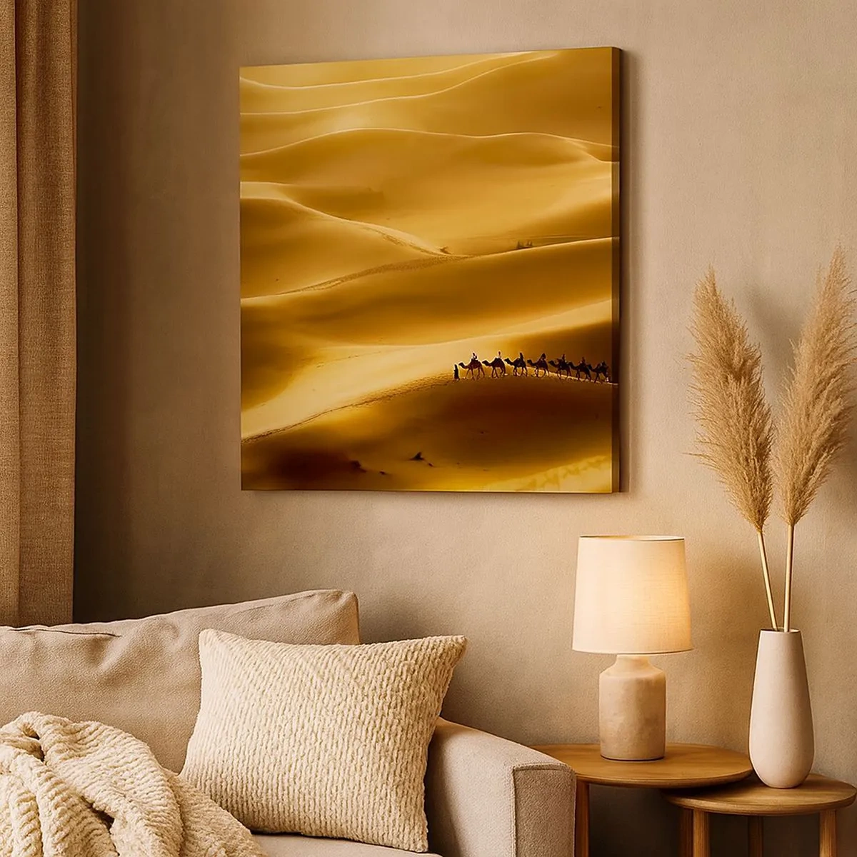 Quadro su tela - Stampe su Tela - La carovana sulle onde del deserto - 30x30 cm