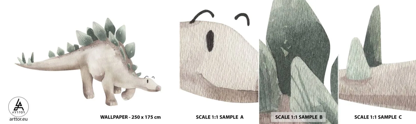 Campione di Fotomurale Adesivo Deluxe Sticker - Sono vostro amico - Dinosauro, Bambini, Stegosauro - 100x30 cm