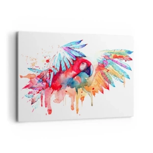 Quadro su tela - Stampe su Tela - Un pappagallo in stile acquerello artistico - 100x70cm - Pappagalli colorati - Decorazione murale moderna per soggiorno e camera da letto ARTTOR