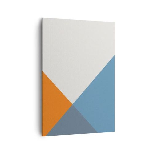 Quadro su tela - Stampe su Tela - Triangoli geometrici nei toni del blu e dell'arancione - 70x100cm - Ad angolo... - Decorazione murale moderna per soggiorno e camera da letto ARTTOR