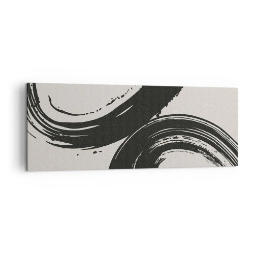 Quadro su tela - Stampe su Tela - Pennellate dinamiche in nero su sfondo chiaro - 140x50cm - Energico e circolare - Decorazione murale moderna per soggiorno e camera da letto ARTTOR