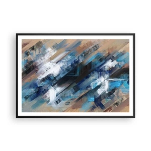 Poster in cornice nera - Composizione astratta con linee diagonali blu - 100x70cm - Sulla diagonale blu - Decorazione murale moderna per soggiorno e camera da letto ARTTOR