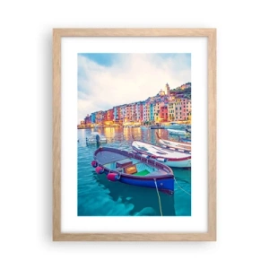 Poster in cornice rovere chiaro - Sera colorata nel porto - 30x40 cm