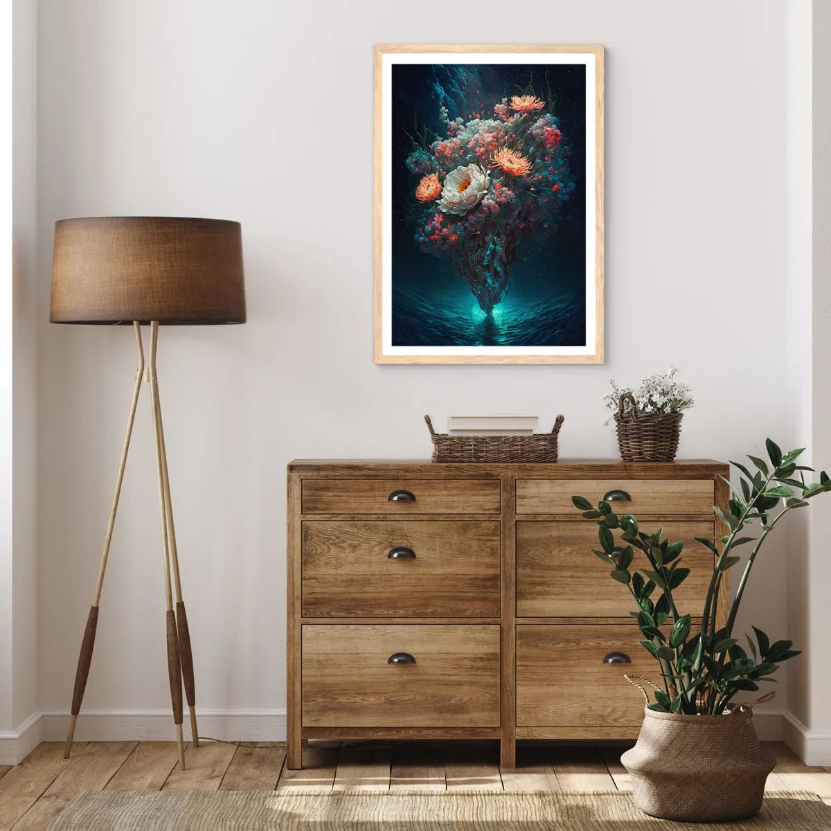 Poster in cornice rovere chiaro - Uno strano giardino - 50x70 cm