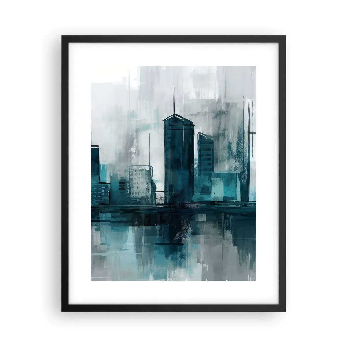 Poster in cornice nera - La città al colore della pioggia - 40x50 cm
