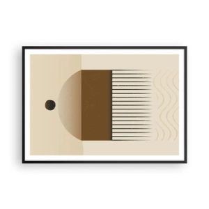 Poster in cornice nera - Composizione geometrica astratta nei toni del beige e del marrone - 100x70cm - Diversi stati - Decorazione murale moderna per soggiorno e camera da letto ARTTOR