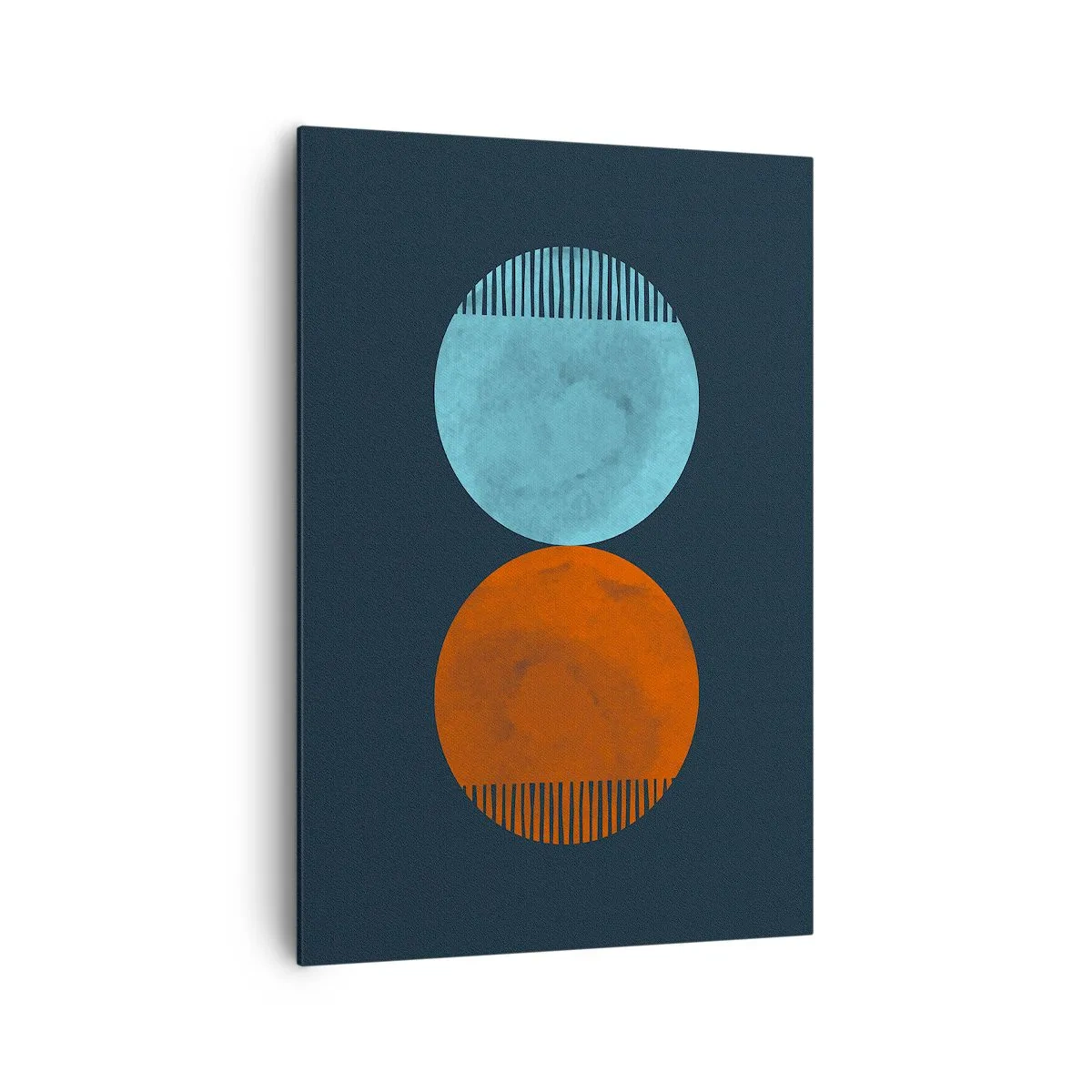 Quadro su tela - Stampe su Tela - Design minimalista a due ruote in blu e arancione - 70x100cm - Solo geometria? - Decorazione murale moderna per soggiorno e camera da letto ARTTOR