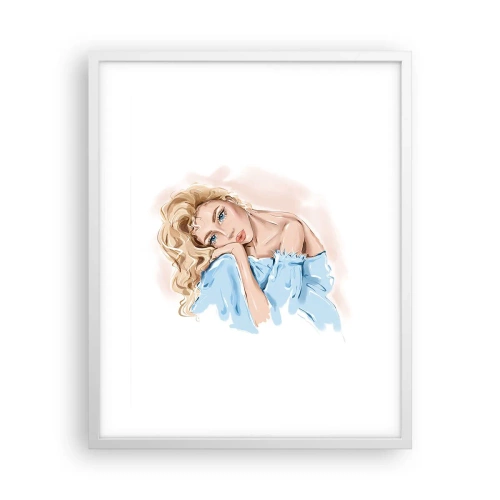 Poster in cornice bianca - Sognante nel blu - 40x50 cm