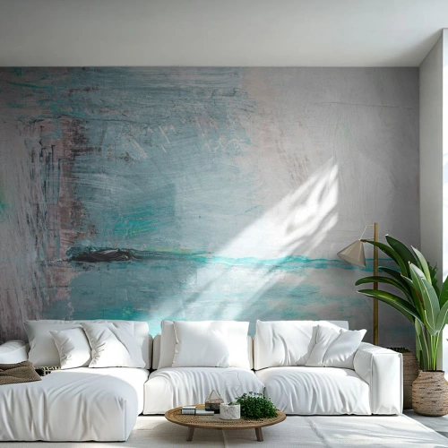 Fotomurali Premium Sand - Paesaggio astratto nei toni del blu e del grigio - 100x70cm - Orizzonte nel blu - Decorazione murale moderna per soggiorno e camera da letto ARTTOR