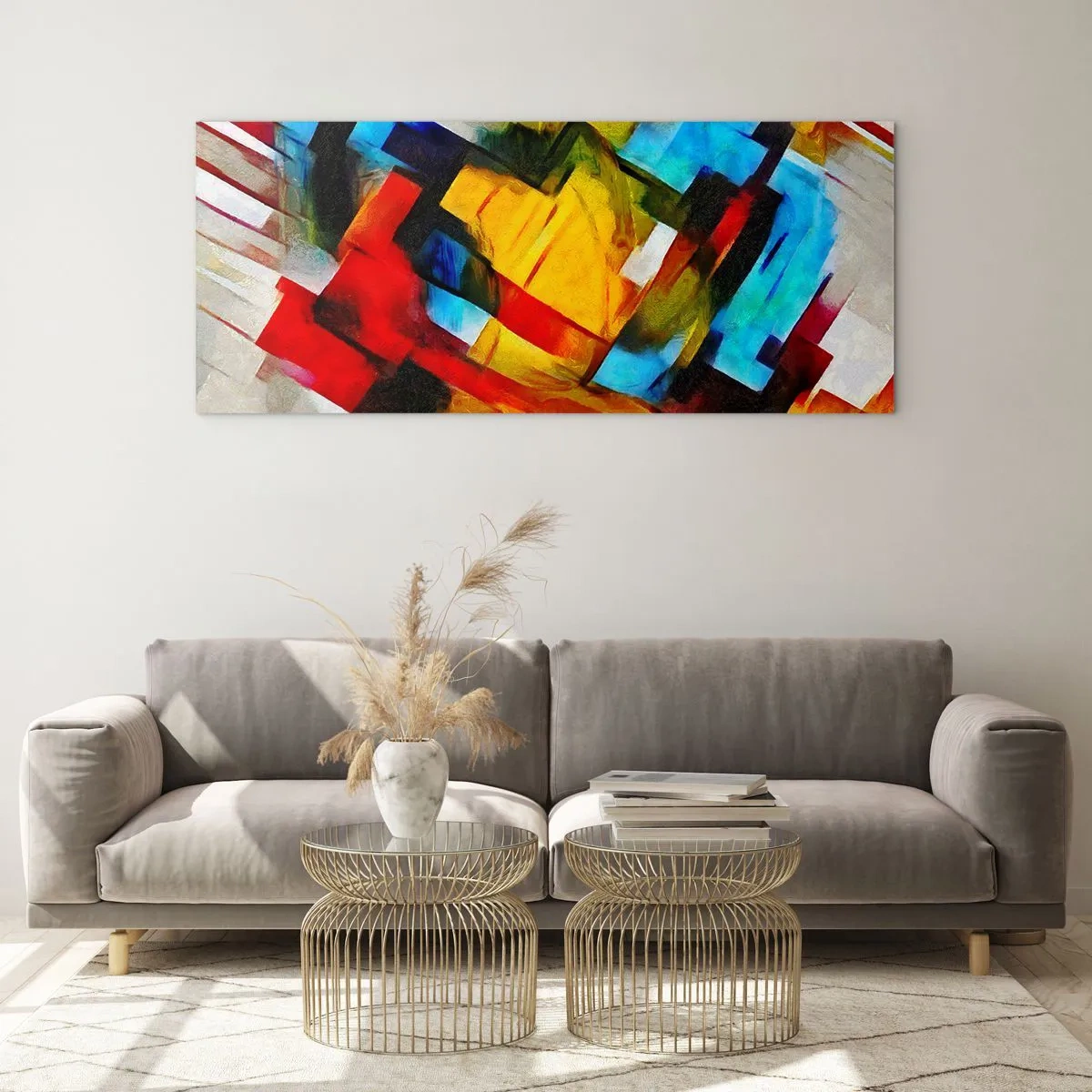 Quadro su vetro - Intreccio multicolore - 100x40 cm