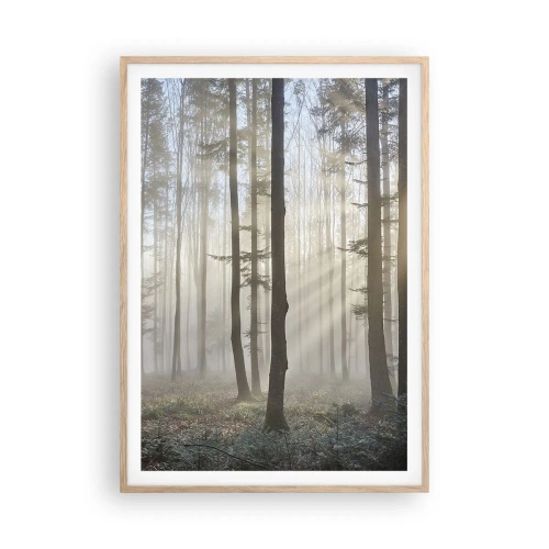 Poster in cornice rovere chiaro - Anche la nebbia si è svegliata - 70x100 cm