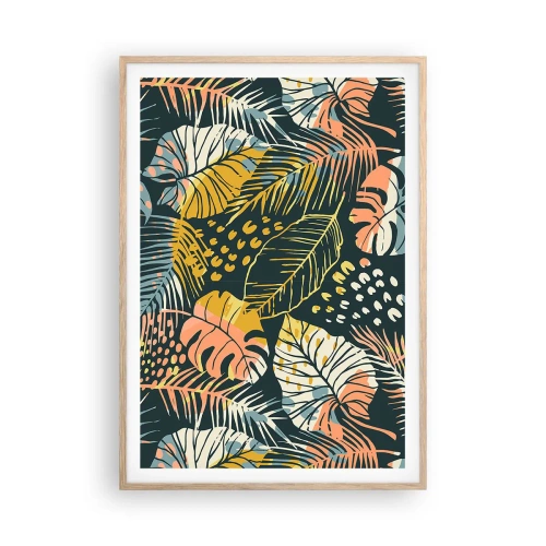 Poster in cornice rovere chiaro - Fantasia di foglie - 70x100 cm