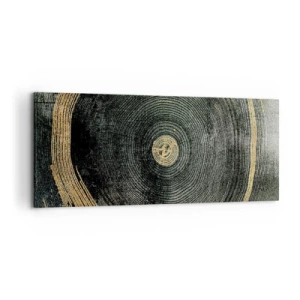 Quadro su tela - Stampe su Tela - Cerchi concentrici con accenti dorati - 120x50cm - Cambiamento e persistenza - Decorazione murale moderna per soggiorno e camera da letto ARTTOR