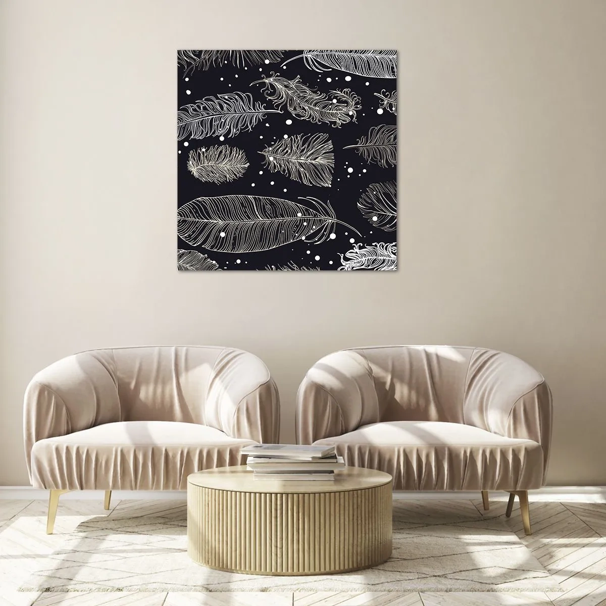 Quadro su vetro - Pizzo piumato - 40x40 cm