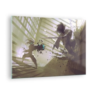 Quadro su vetro - Duello di samurai in una scena dinamica - 70x50cm - Anche tu puoi essere un samurai - Decorazione murale moderna per soggiorno e camera da letto ARTTOR