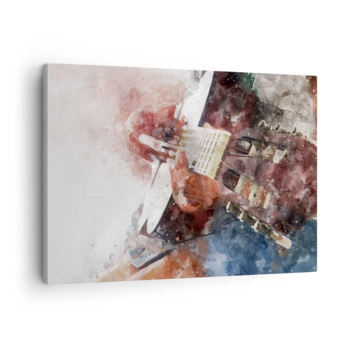 Quadro su tela - Stampe su Tela - Un'interpretazione artistica di una chitarra in stile acquerello - 70x50cm - E tu che ne pensi? - Decorazione murale moderna per soggiorno e camera da letto ARTTOR