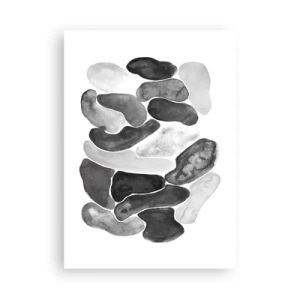Poster - Forme astratte nelle tonalità del nero, grigio e bianco - 50x70cm - Astrazione rocciosa - Decorazione murale moderna per soggiorno e camera da letto ARTTOR