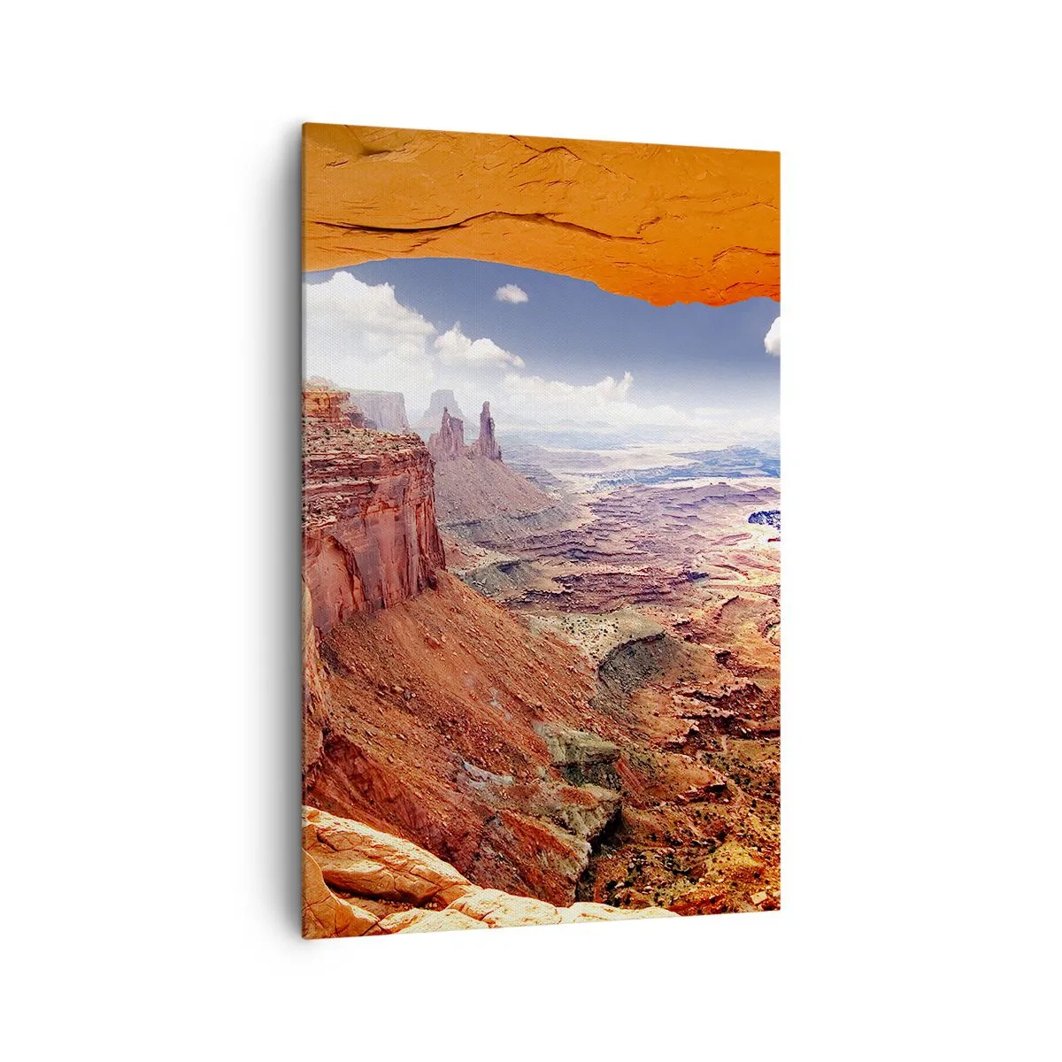 Quadro su tela - Stampe su Tela - Canyon visto attraverso una finestra rocciosa con toni caldi della roccia - 80x120cm - Scolpiti dalla natura - Decorazione murale moderna per soggiorno e camera da letto ARTTOR