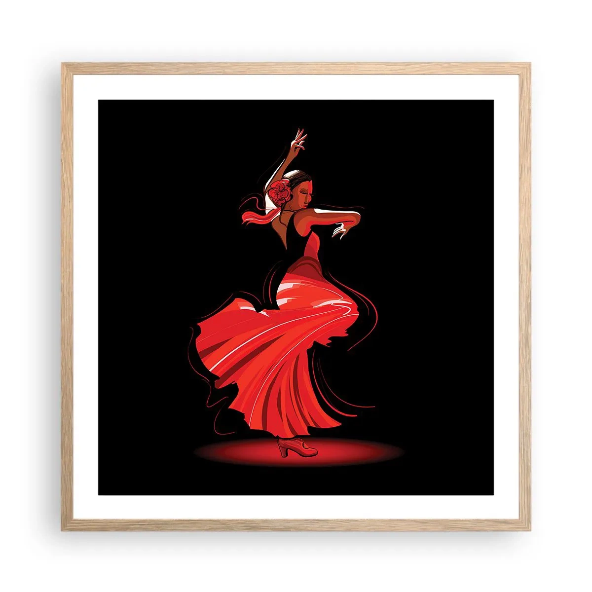 Poster in cornice rovere chiaro - Lo spirito focoso del flamenco - 60x60 cm