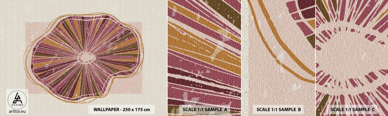 Campione Di Fotomurale Standard Eco - Astrazione raggiante - Boho, Minimalismo, Astrazione - 100x30 cm