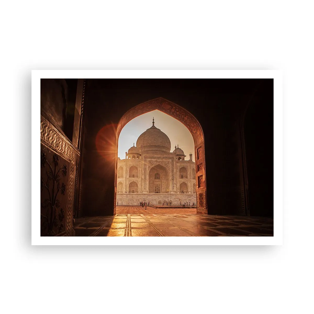 Poster - Il Taj Mahal alla luce del sole visto dall'arco del cancello - 100x70cm - Monumento all'amore ultraterreno - Decorazione murale moderna per soggiorno e camera da letto ARTTOR