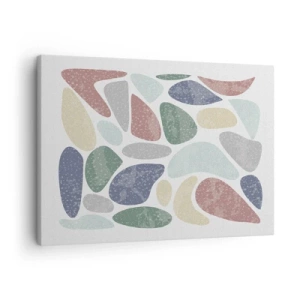 Quadro su tela - Stampe su Tela - Forme organiche colorate su uno sfondo bianco - 70x50cm - Mosaico di colori incipriati - Decorazione murale moderna per soggiorno e camera da letto ARTTOR