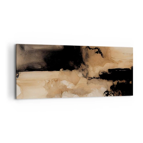 Quadro su tela - Stampe su Tela - Composizione astratta nei toni del marrone e del nero - 120x50cm - Astrazione intrigante - Decorazione murale moderna per soggiorno e camera da letto ARTTOR