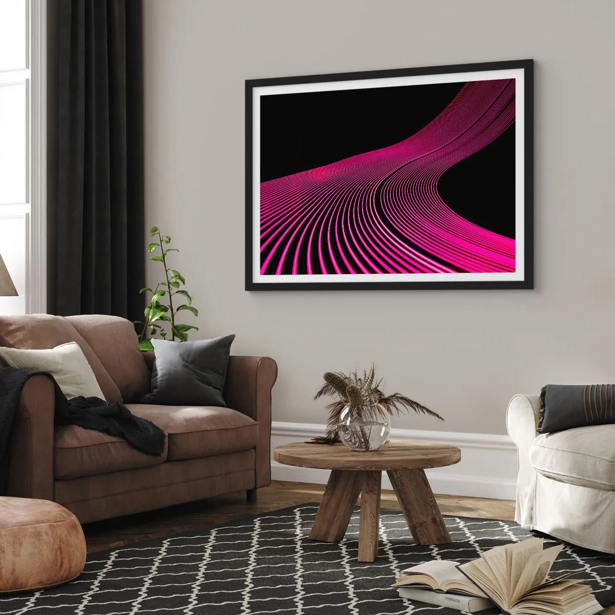 Poster in cornice nera - Il viale della luce - 91x61 cm