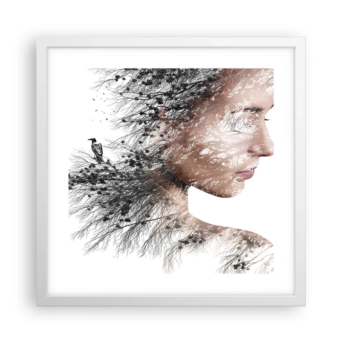 Poster in cornice bianca - Lo spirito della foresta - 40x40 cm