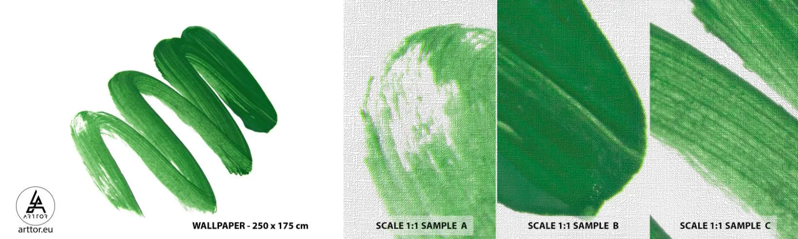 Campione di Fotomurale Premium Canvas - Scherzo verde - Colore, Minimalismo, Astrazione - 100x30 cm
