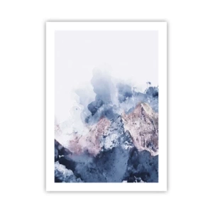 Poster - Montagne astratte nelle tonalità del blu - 50x70cm - Queste si che sono cime! - Decorazione murale moderna per soggiorno e camera da letto ARTTOR